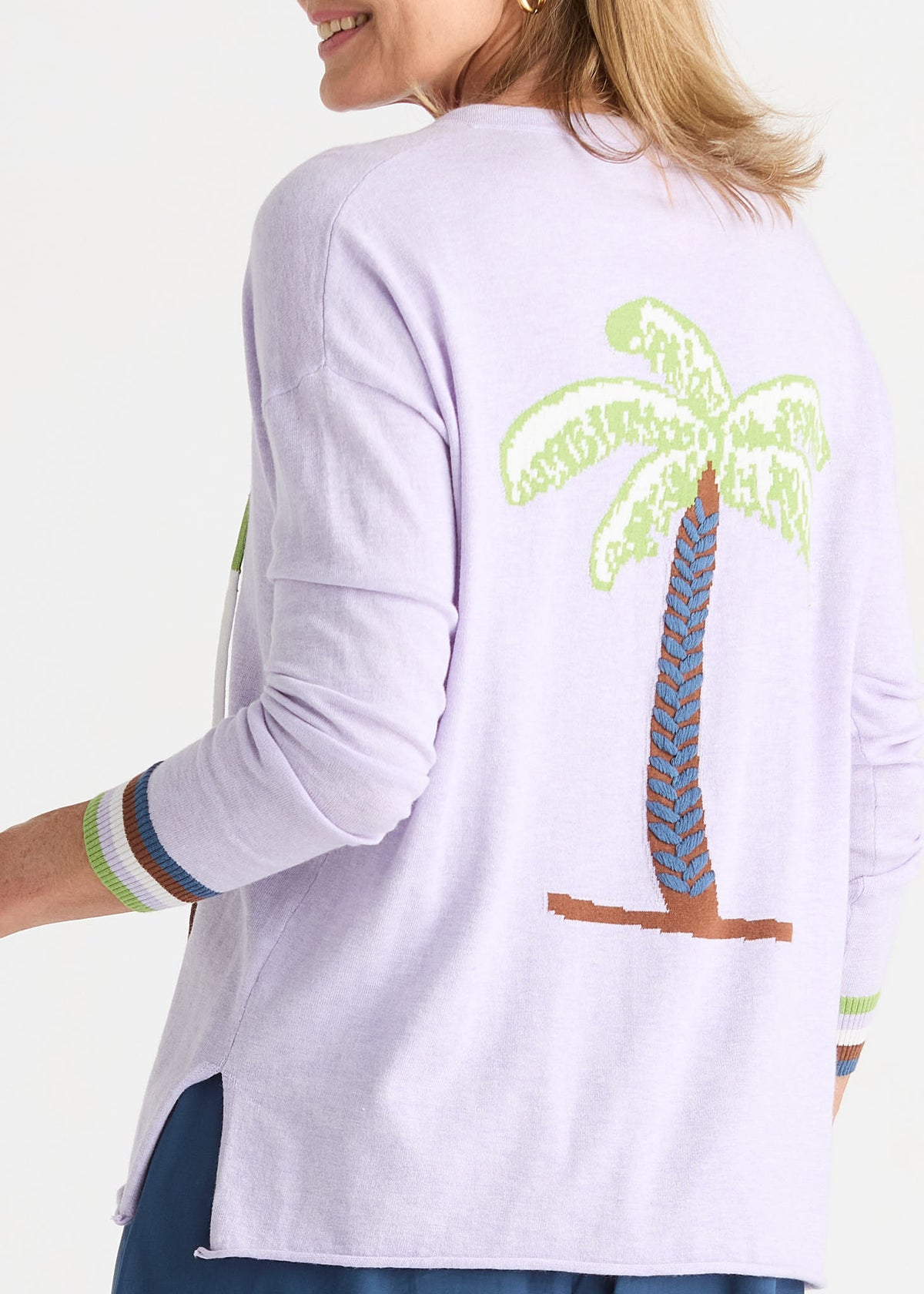 Zaket & Plover - Palm Tree V Neck  - Lavender