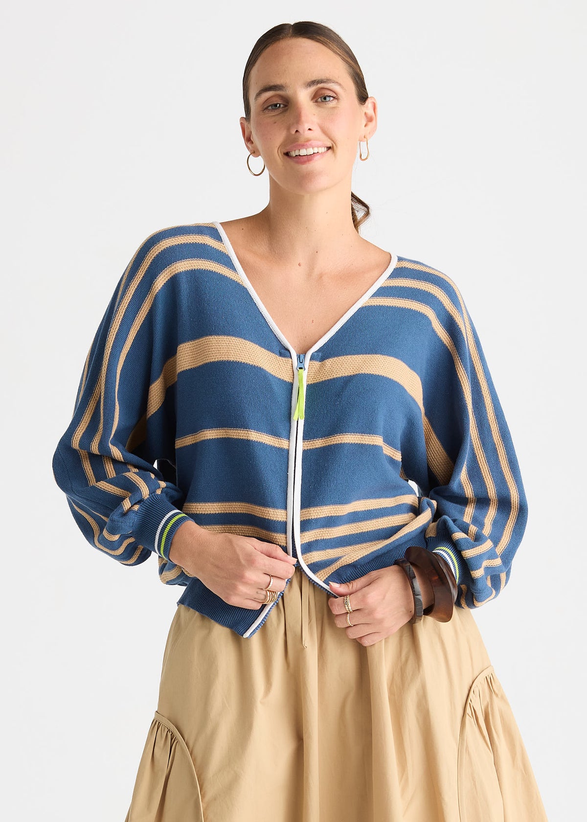 Zaket & Plover - Stripe Cardigan - Sea