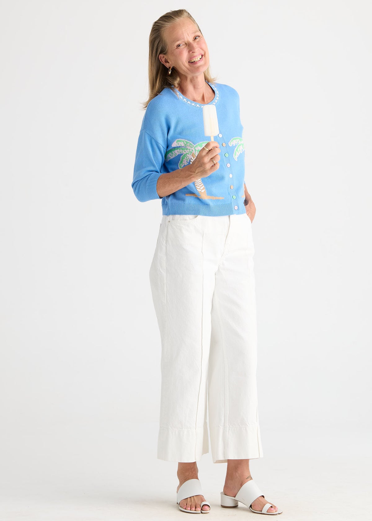 Zaket & Plover - Palm Tree Cardigan - Bluebell