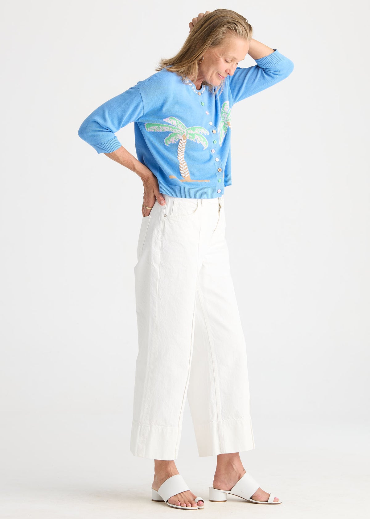 Zaket & Plover - Palm Tree Cardigan - Bluebell