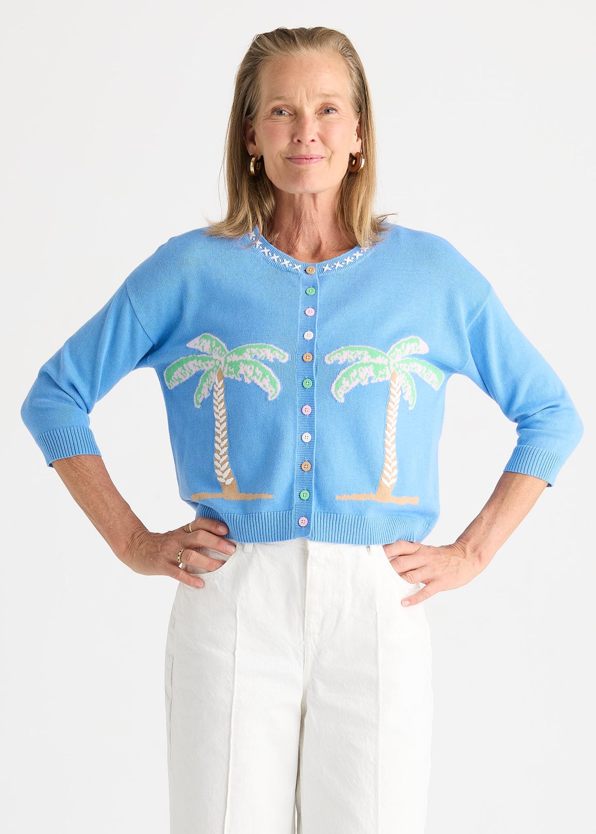 Zaket & Plover - Palm Tree Cardigan - Bluebell