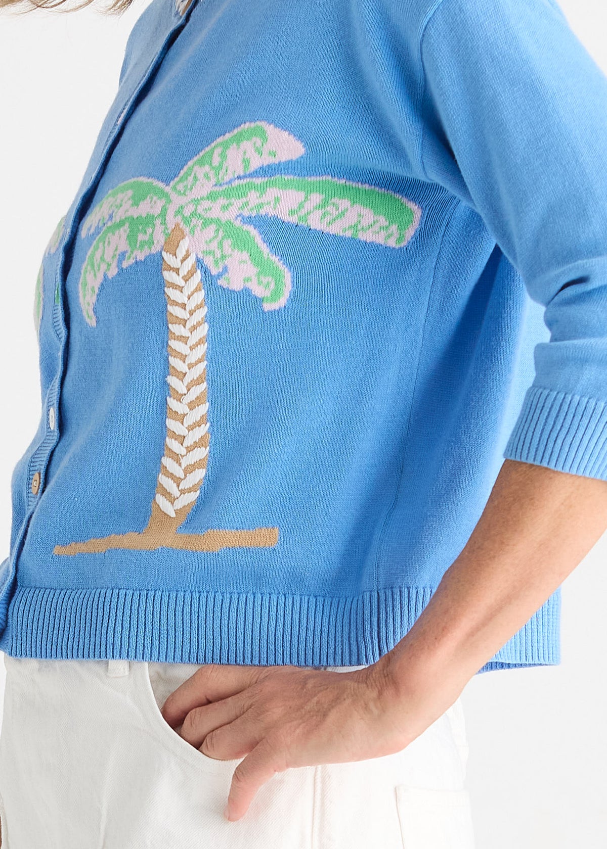Zaket & Plover - Palm Tree Cardigan - Bluebell