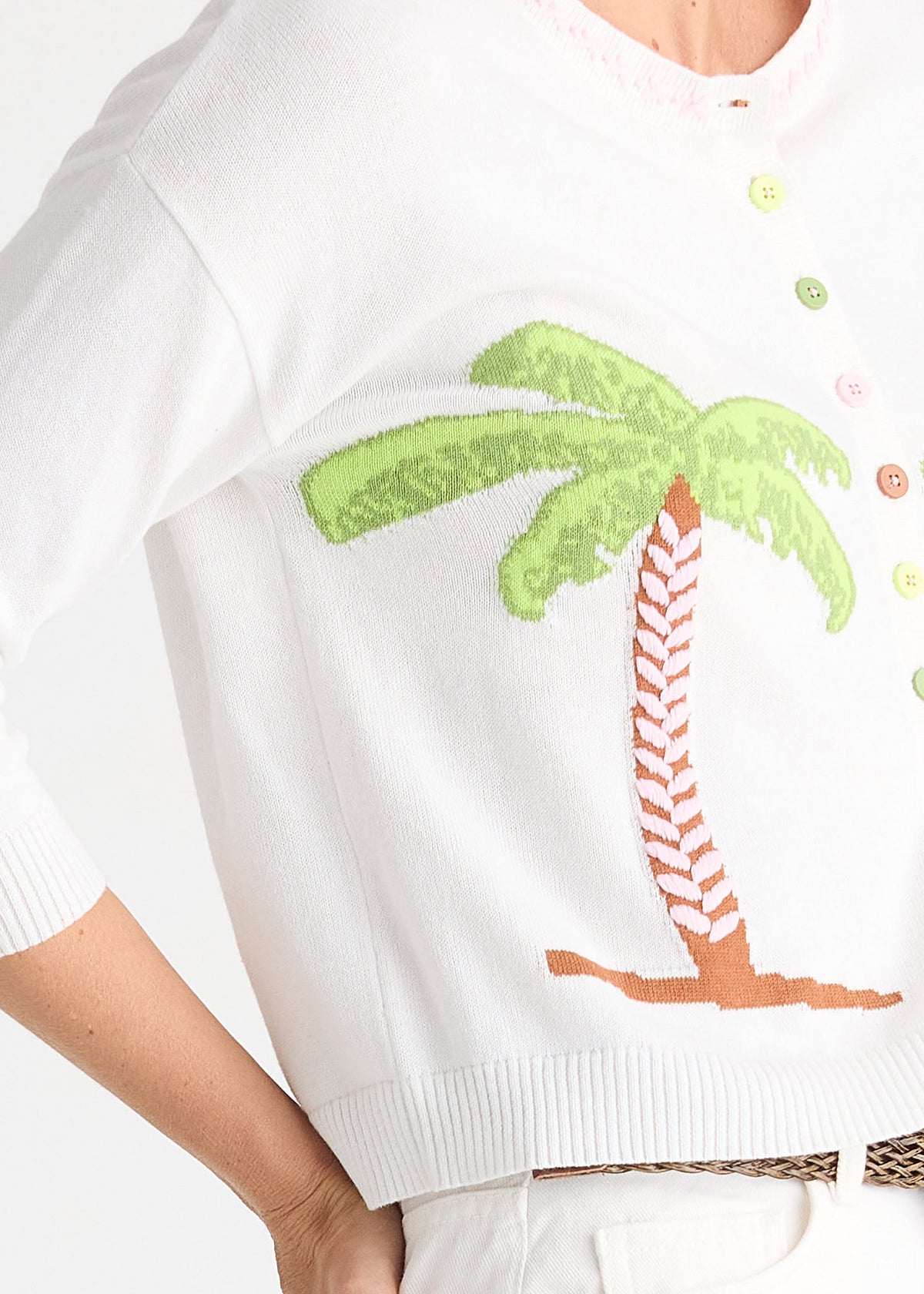 Zaket & Plover - Palm Tree Cardigan - White