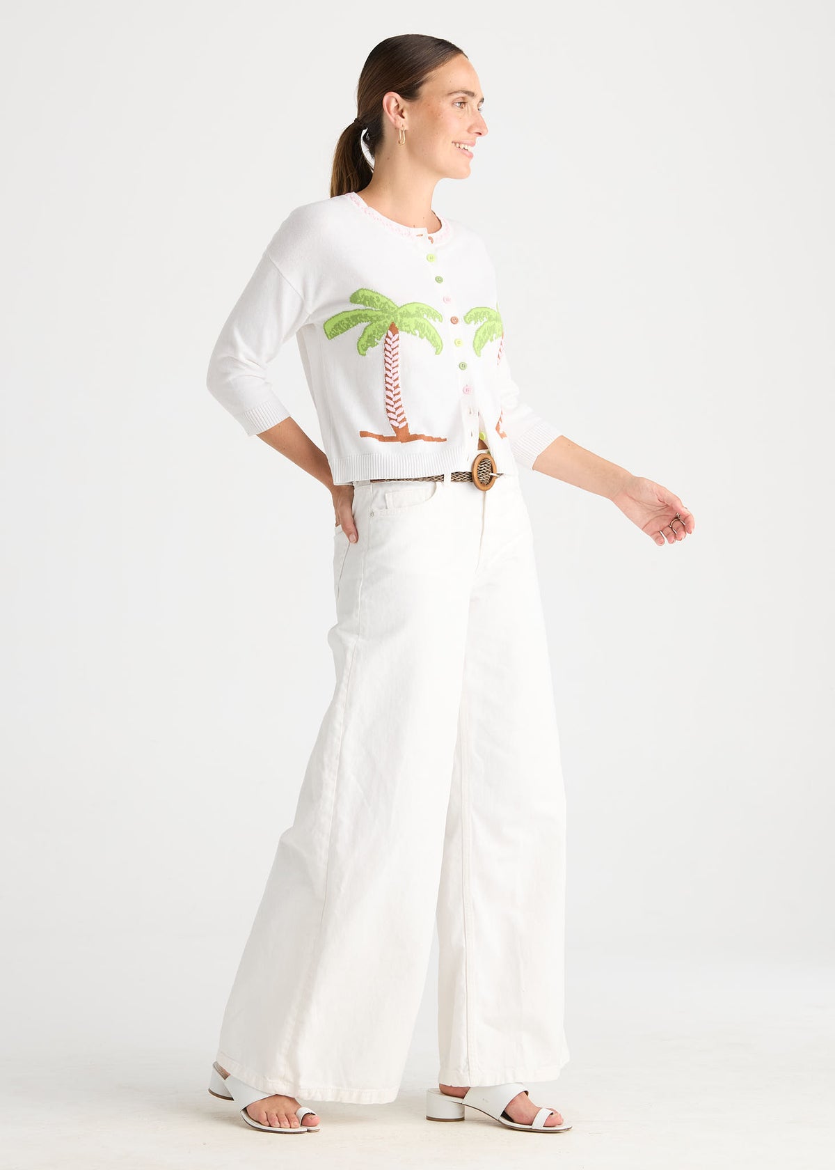Zaket & Plover - Palm Tree Cardigan - White