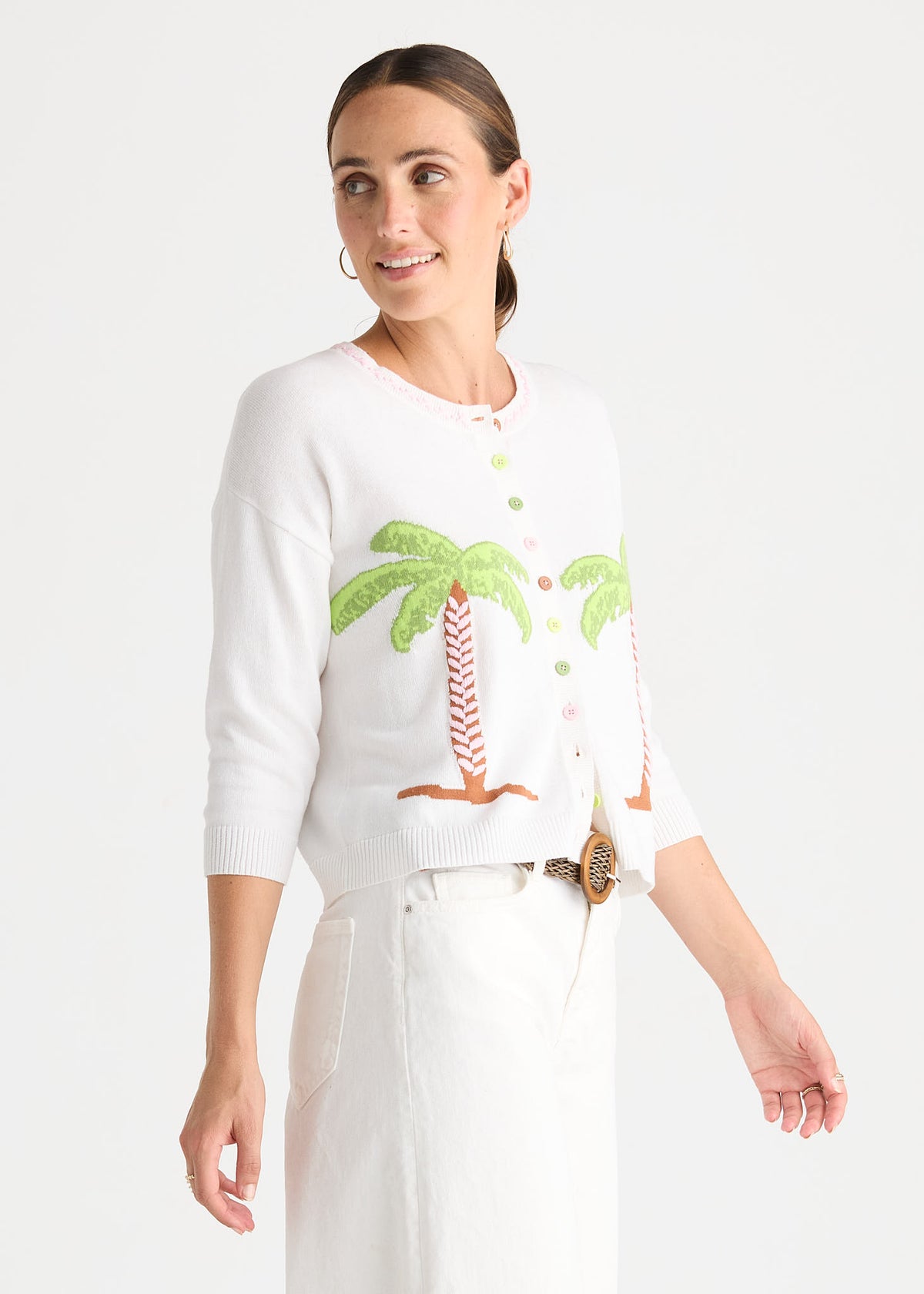 Zaket & Plover - Palm Tree Cardigan - White