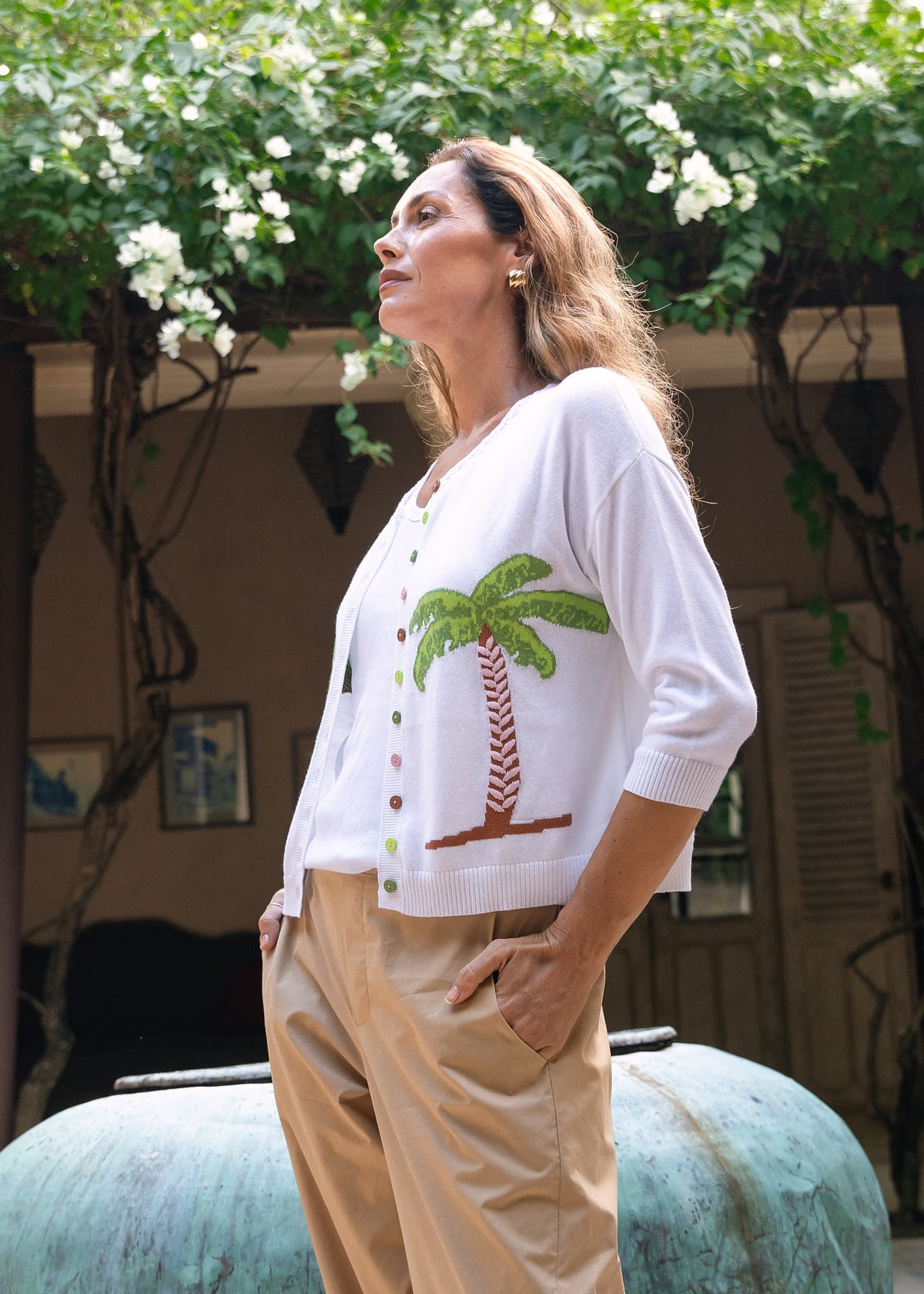 Zaket & Plover - Palm Tree Cardigan - White