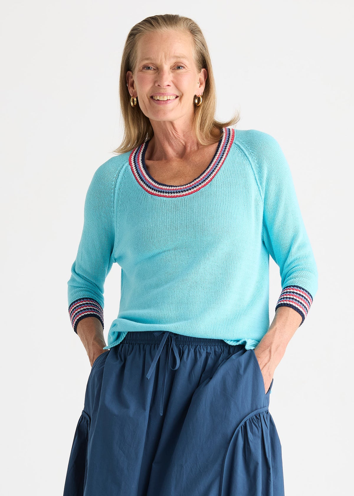 Zaket & Plover - Scoop Neck Linen Top - Capri