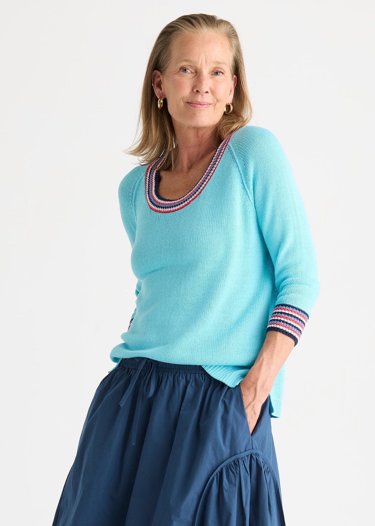 Zaket & Plover - Scoop Neck Linen Top - Capri