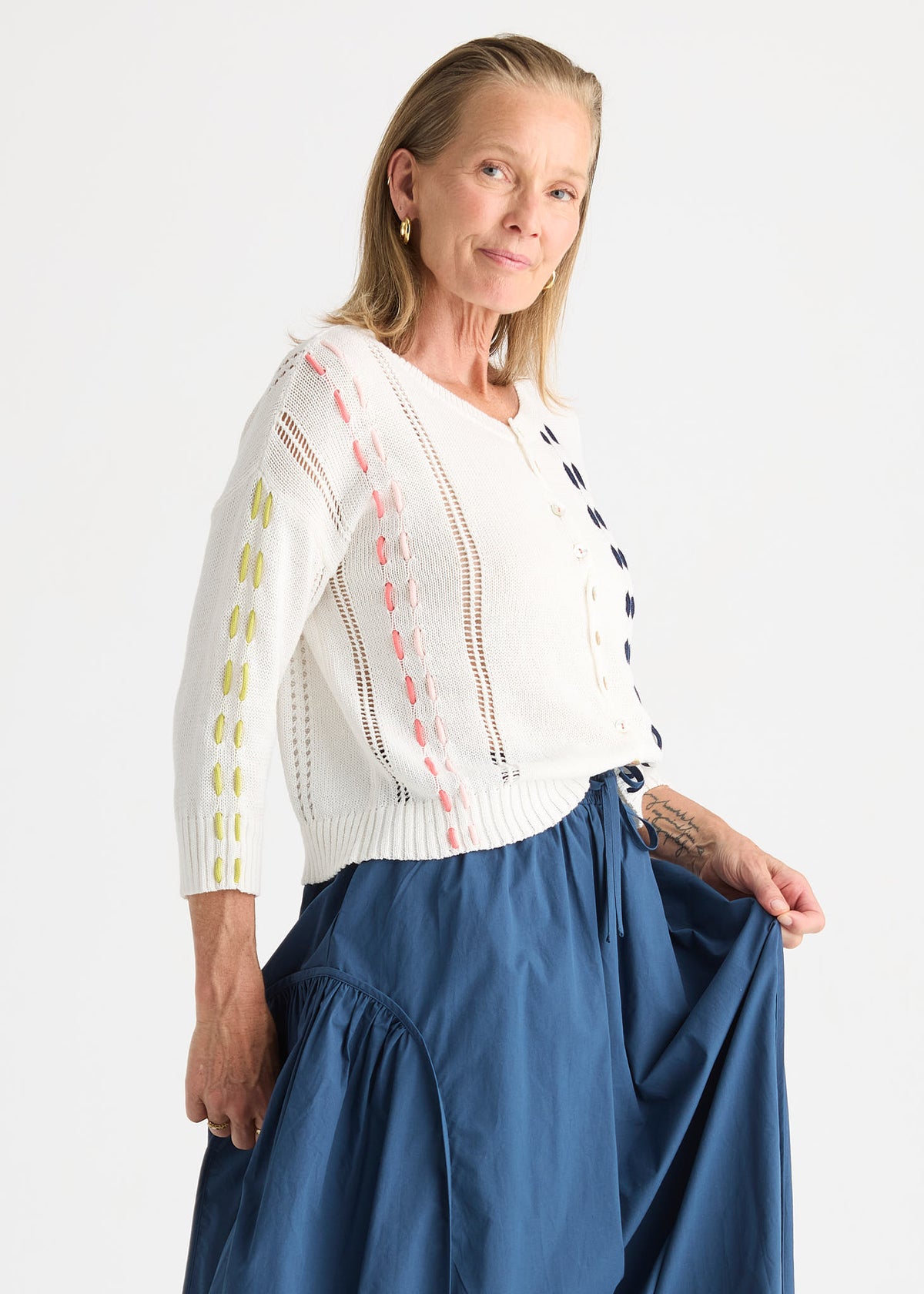 Zaket & Plover - Ribbon Knit Cardigan - White