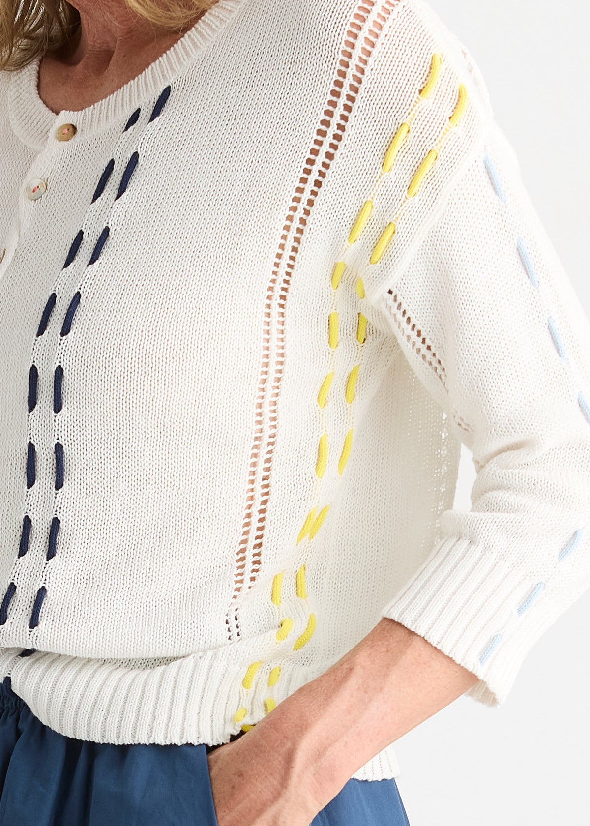 Zaket & Plover - Ribbon Knit Cardigan - White