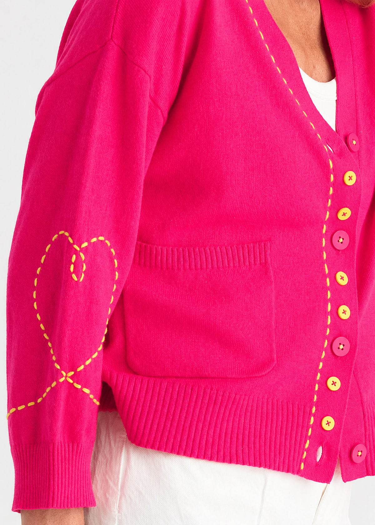 Zaket & Plover - Button Front Cardigan - Pop Pink