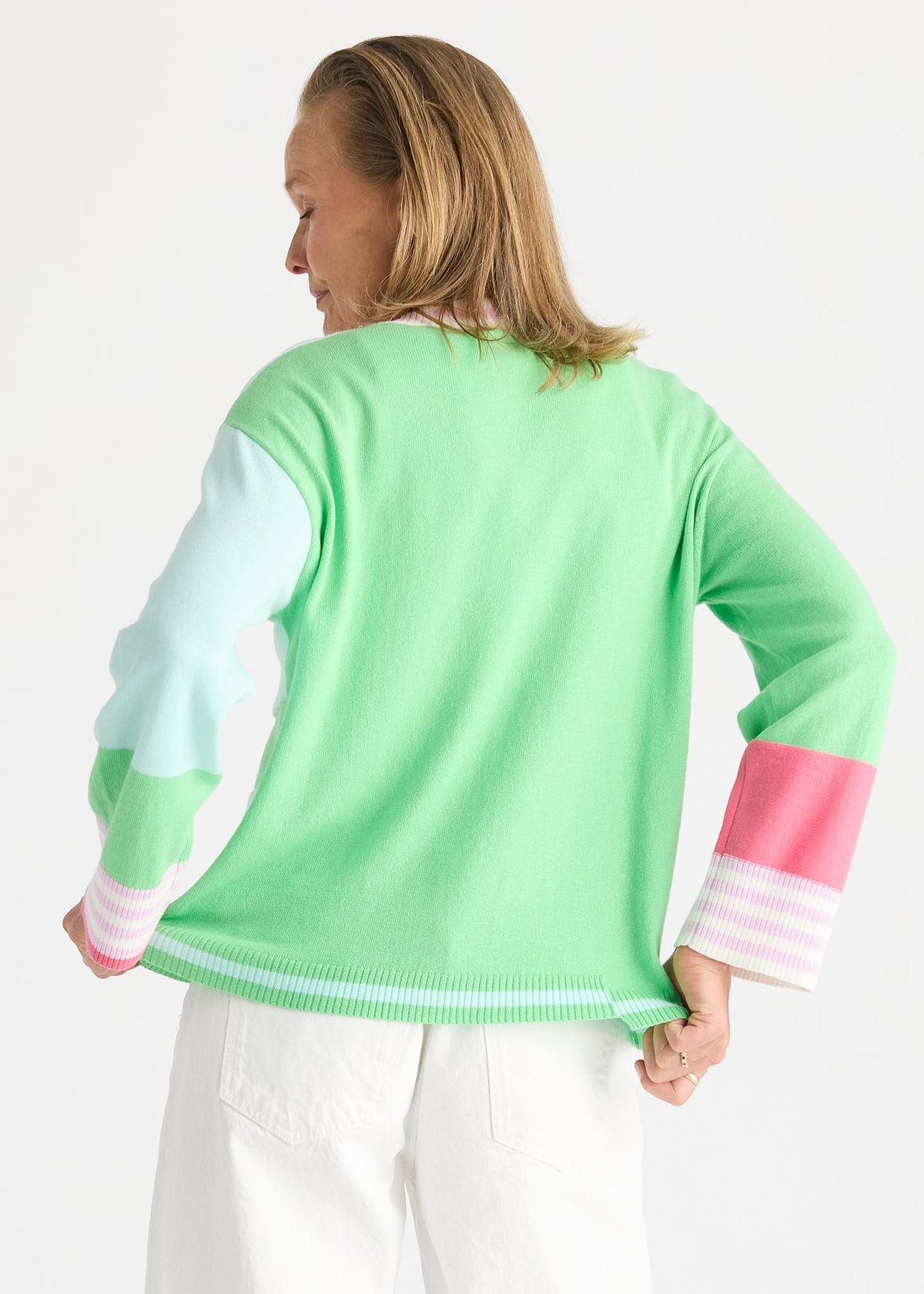Zaket & Plover - Stripe V Crew - Jelly Mint
