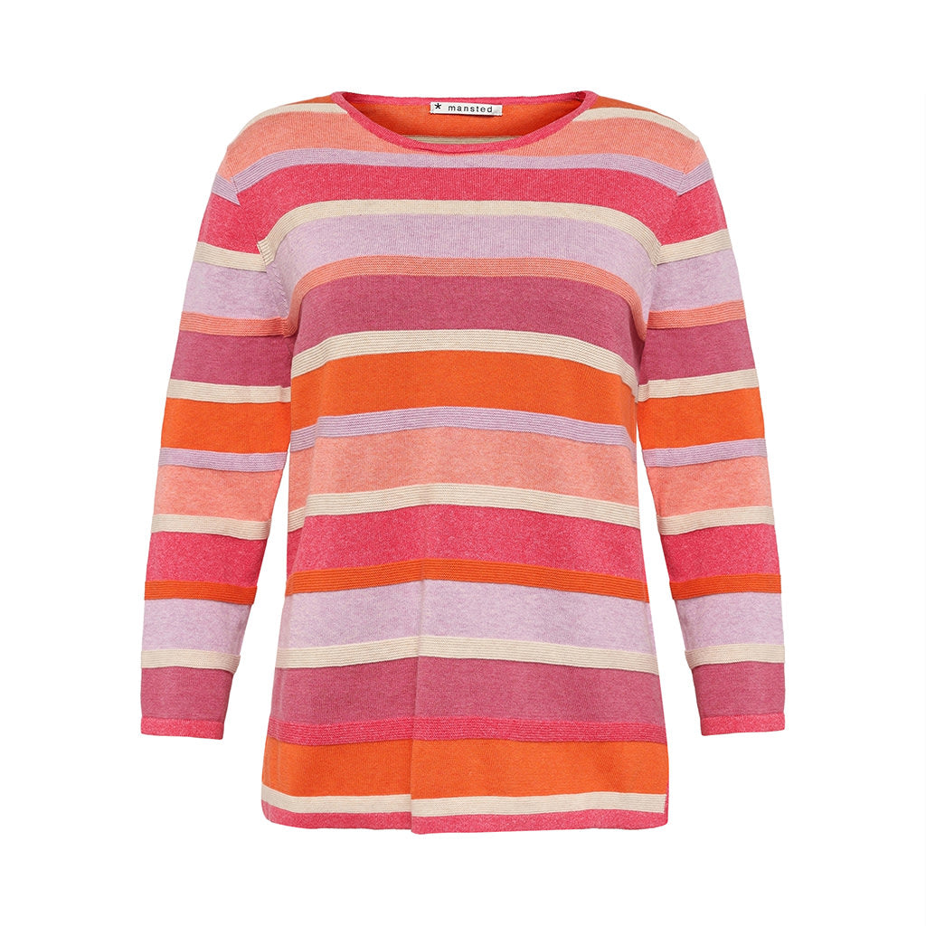 Mansted - Adele Eco Stripe Crew - Sunny Orange