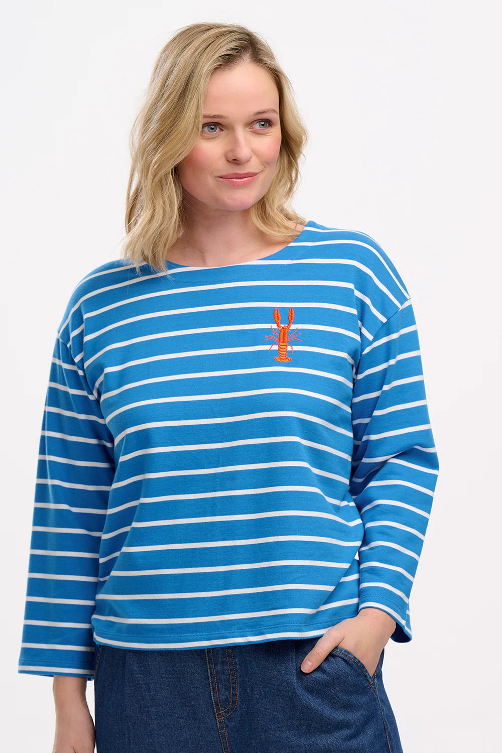 Sugarhill - Billie Breton Top - French Blue, Lobster Stripe