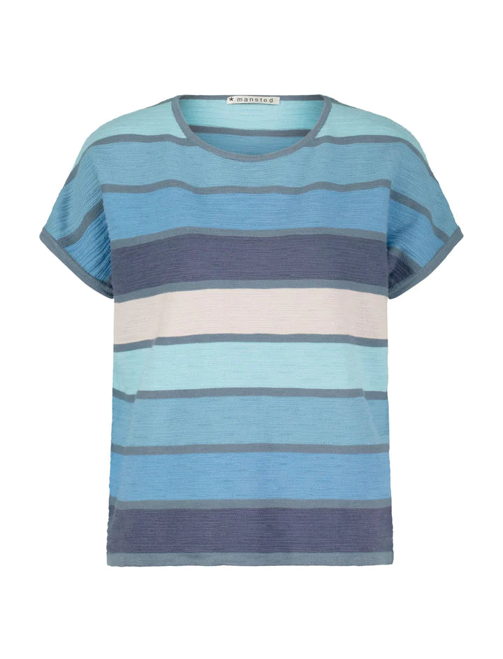 Mansted - Cherio Knit Short Sleeve Tee - Soft Blue