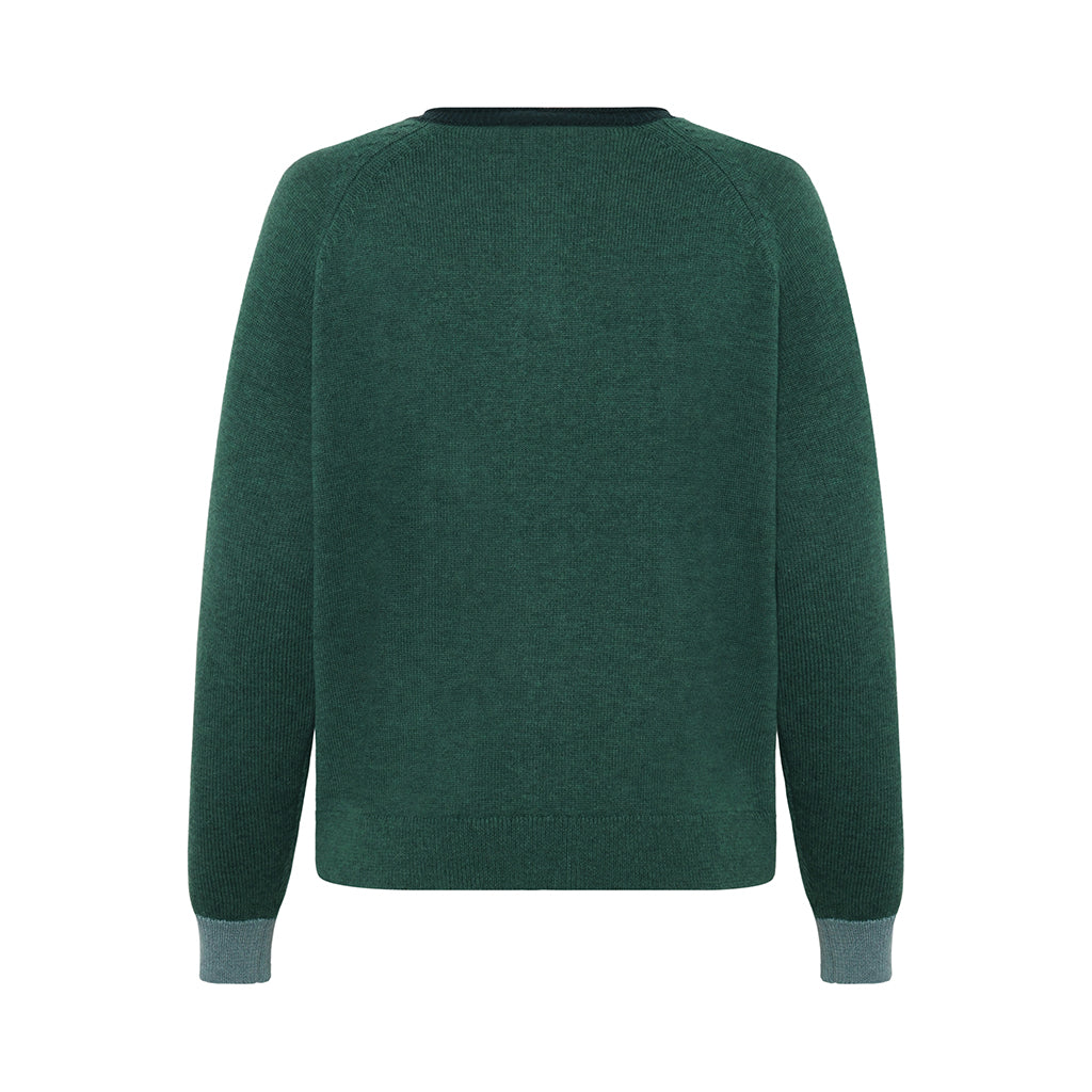 Mansted - Coral Block Cardi - Emerald