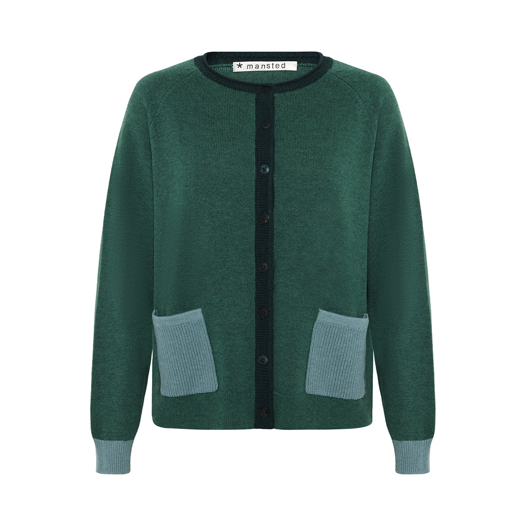 Mansted - Coral Block Cardi - Emerald