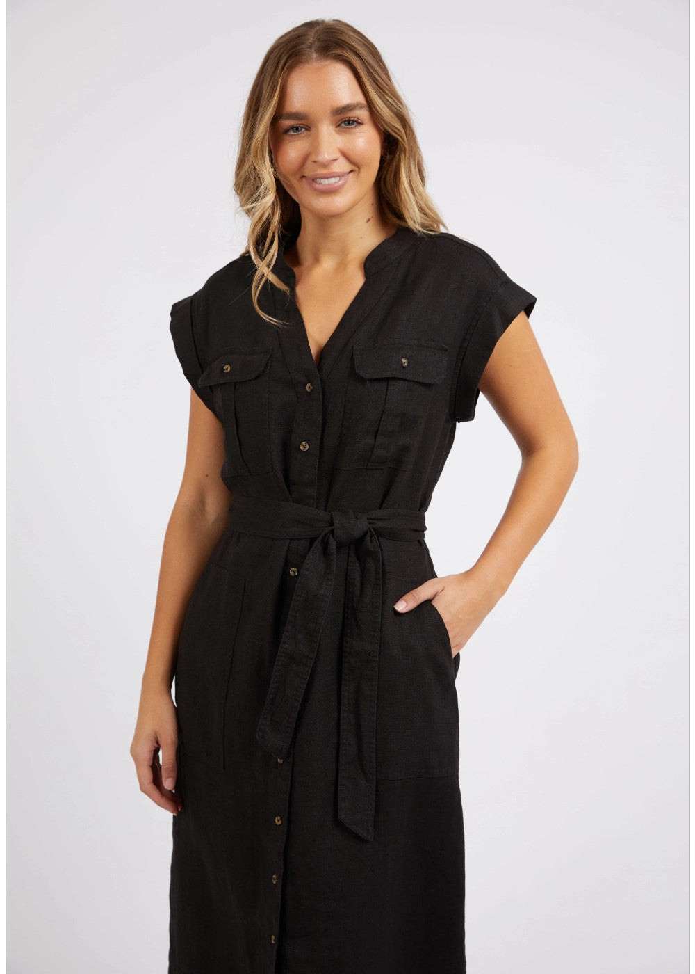 Foxwood - Harlow Linen Dress - Black