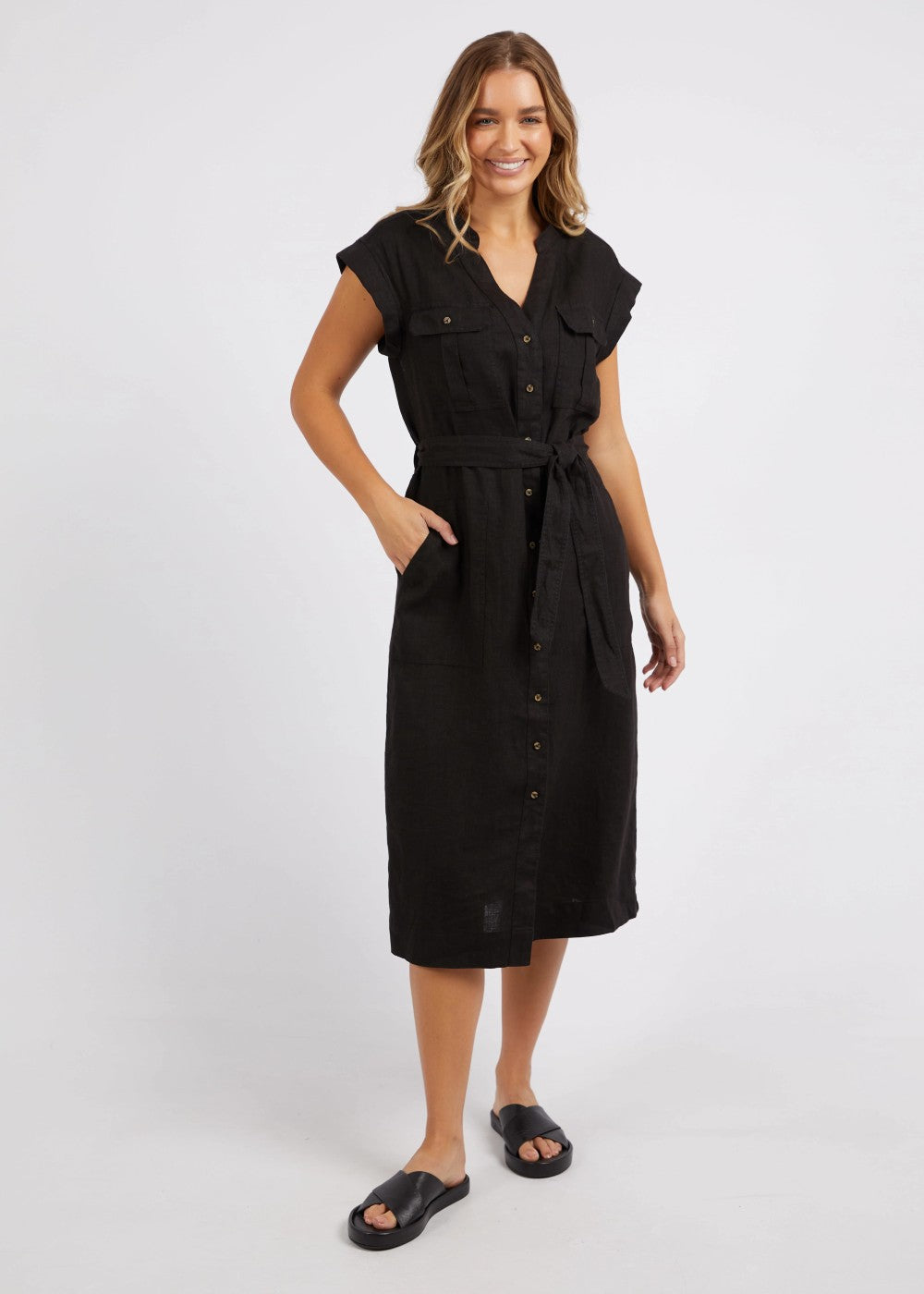 Foxwood - Harlow Linen Dress - Black