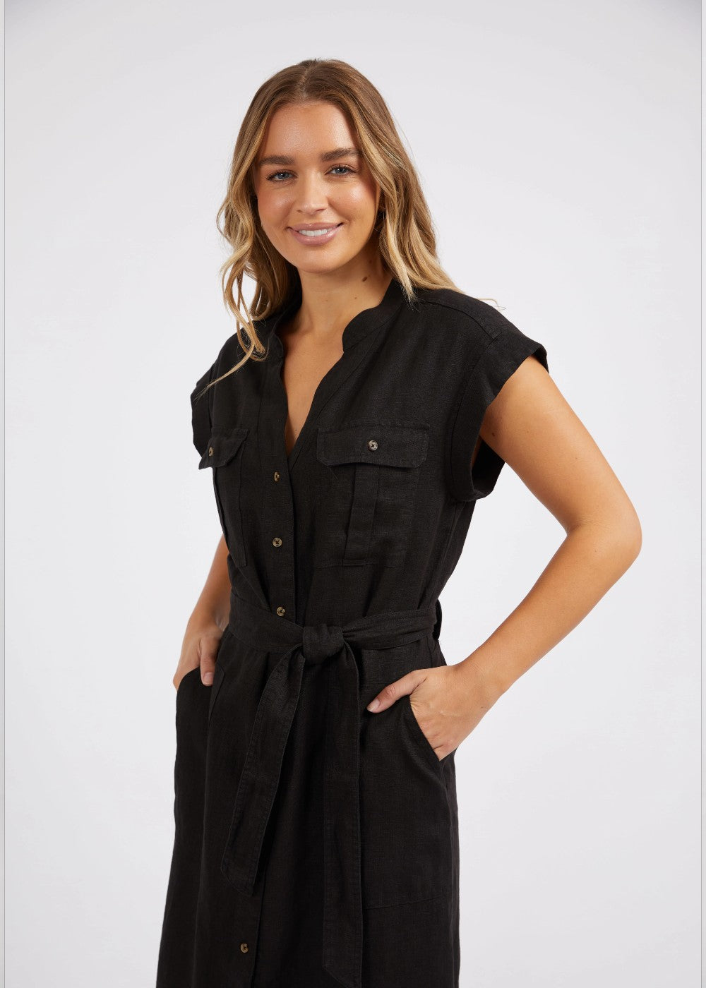 Foxwood - Harlow Linen Dress - Black