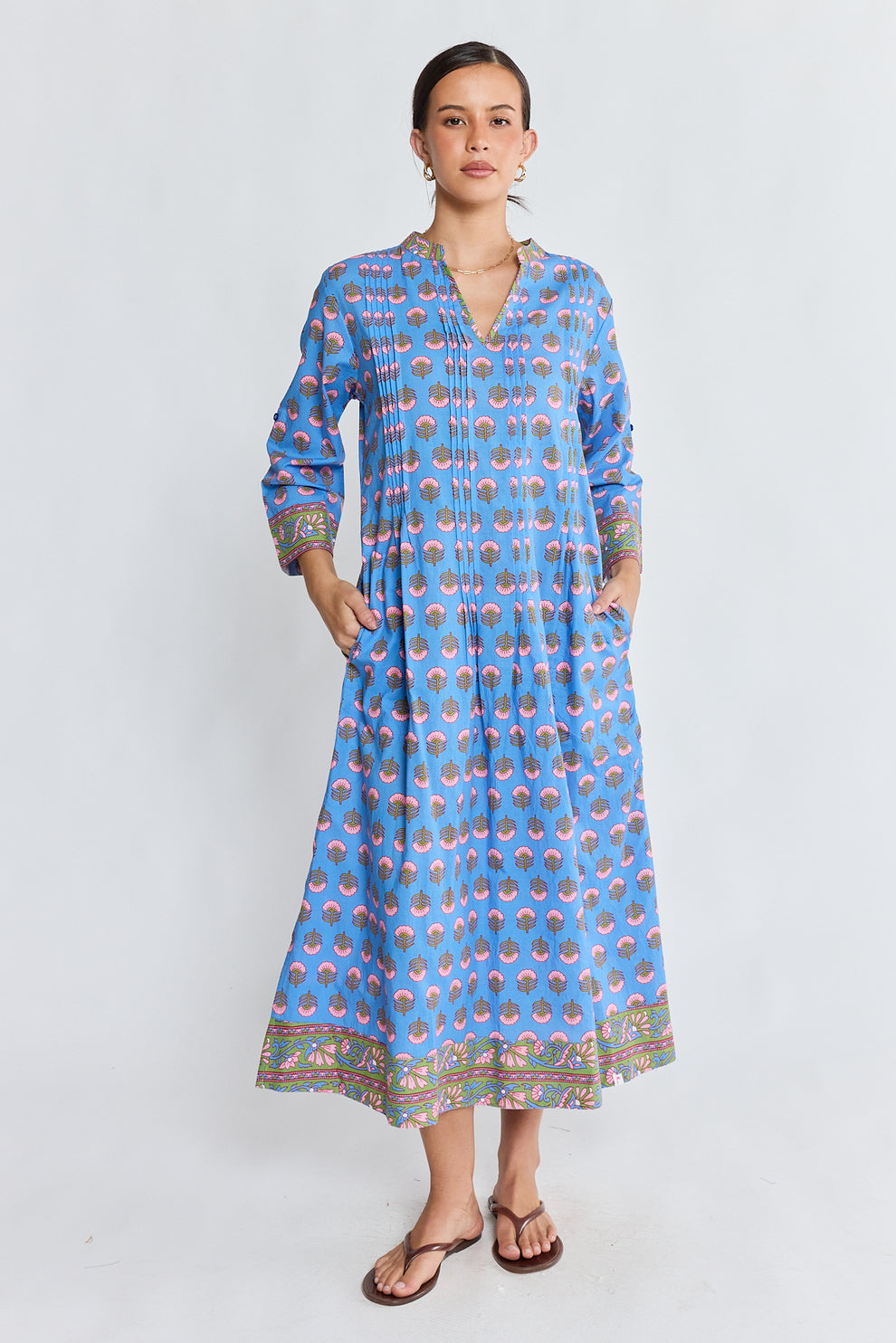 Ibisa - Duke Midi Dress - Sky