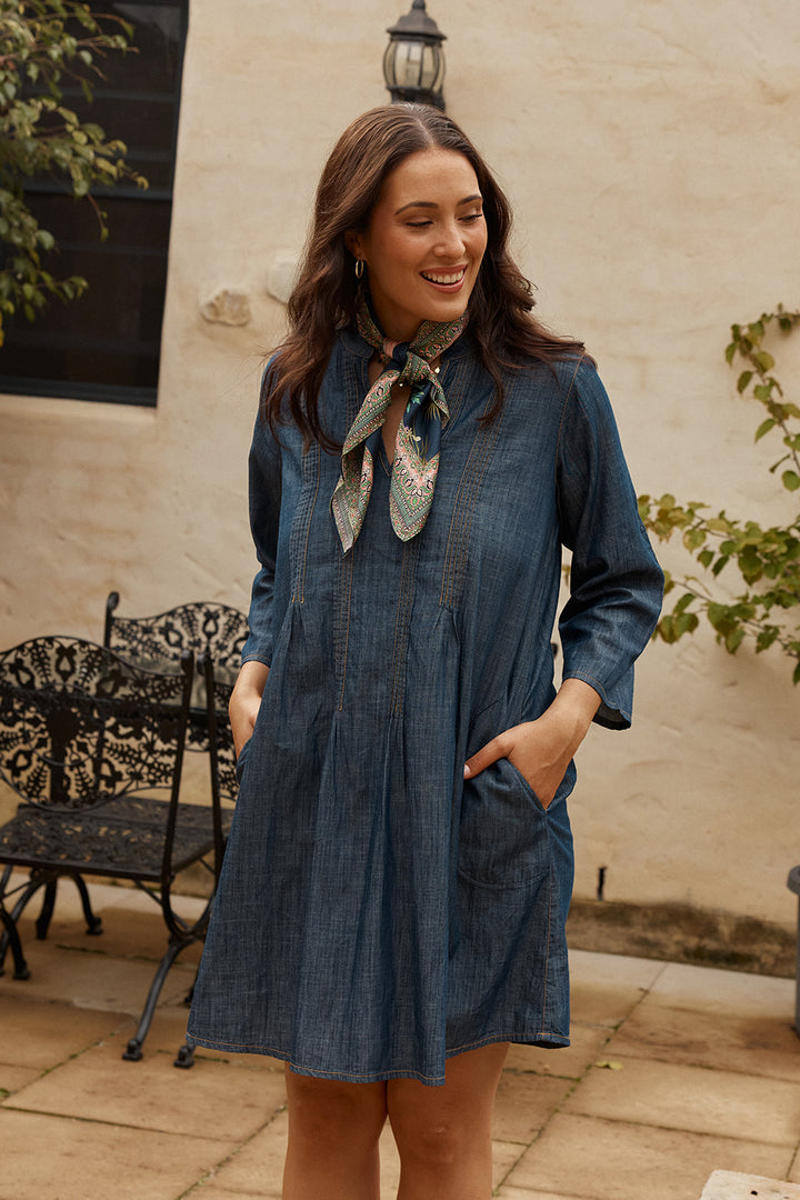 IBSA - Memphis Tuck Dress - Dark Denim