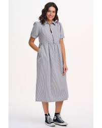 Sugarhill - Gillian Midi Smock Dress - Monochrome Stripe