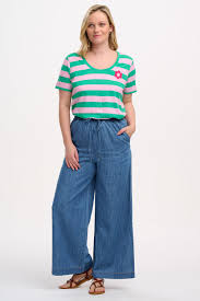 Sugarhill - Sylvie Scoop Neck T-Shirt - Green/Pink, Stripe &amp; Flower