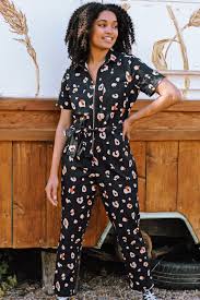 Sugarhill - Billy Boilersuit - Black &amp; Tan, Leopard Print