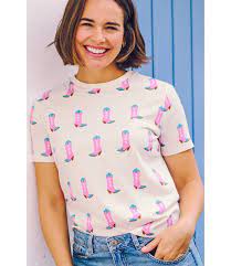 Sugarhill - Maggie T-shirt - Off-White, Cowgirl Boots