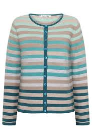 Mansted - Frail Eco Stripe Cardigan - Dark Turqouise