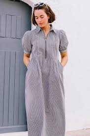 Sugarhill - Gillian Midi Smock Dress - Monochrome Stripe
