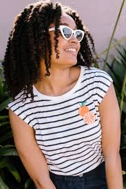 Sugarhill - Chrissy Relaxed Tank T-Shirt - Off-White/Navy, Fruity Orange
