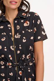 Sugarhill - Billy Boilersuit - Black &amp; Tan, Leopard Print