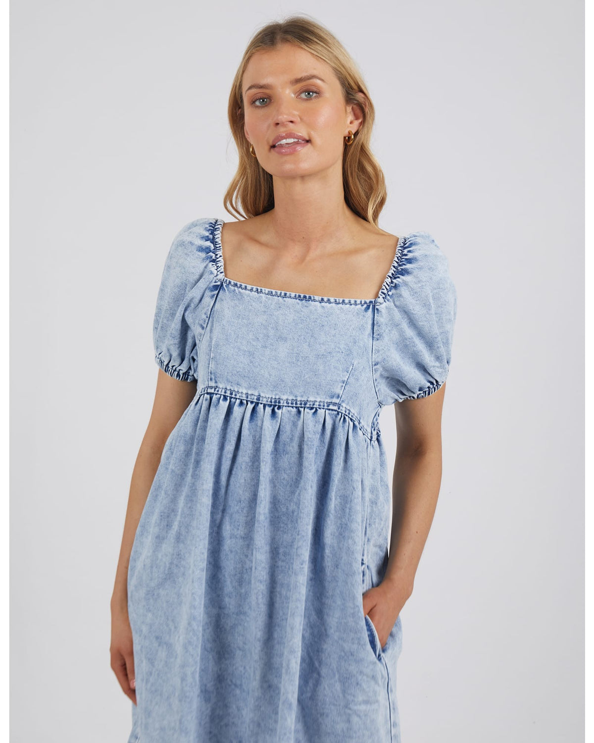Foxwood - Jade Textured Denim Dress - Vintage Blue