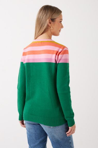 Sugarhill - Stacey Jumper - Green Rainbow Stripes