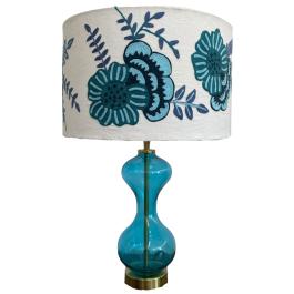 Ruby Star -  Blue Two Tone Floral Drum Lampshade