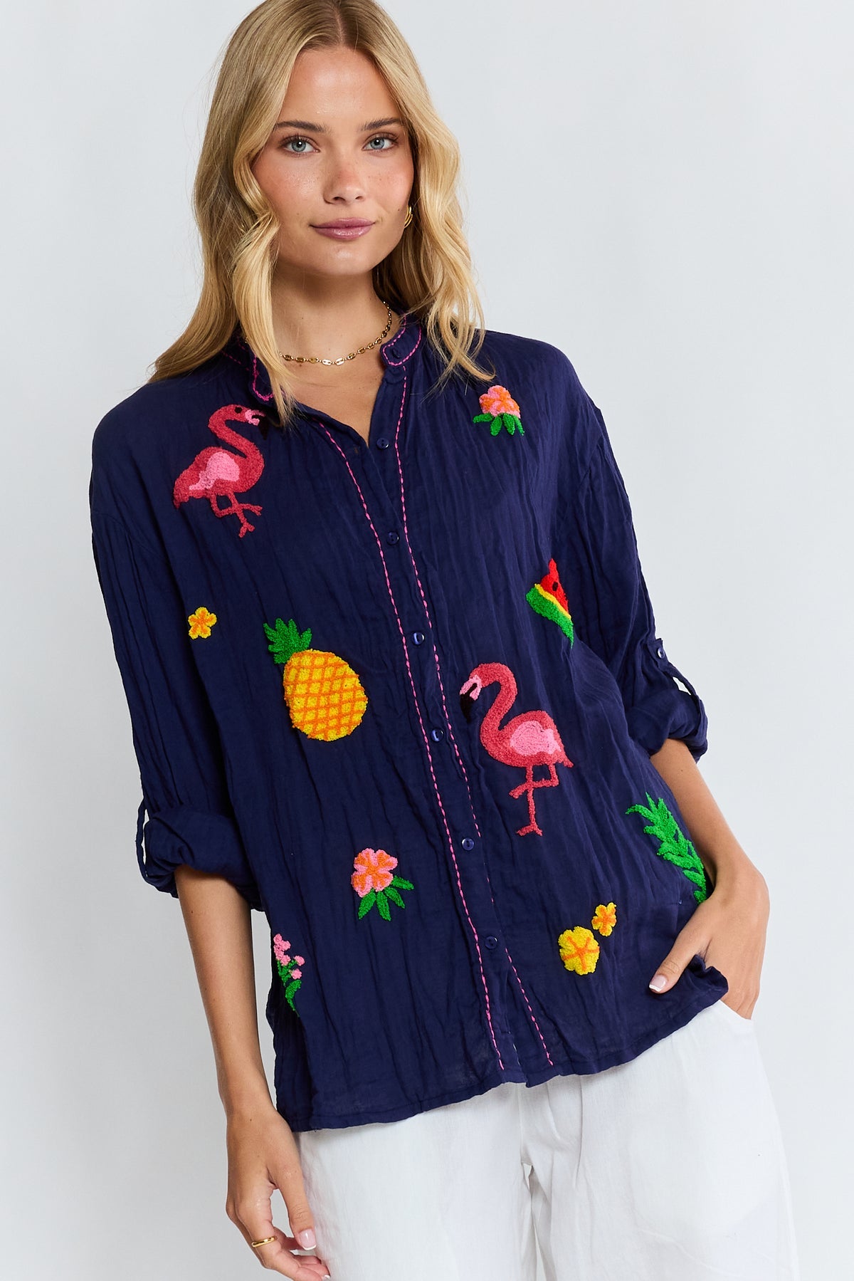 LulaLife - Florida Shirt -  Navy