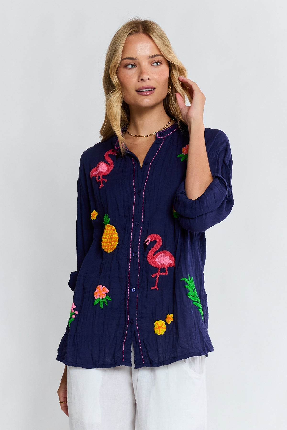 LulaLife - Florida Shirt -  Navy