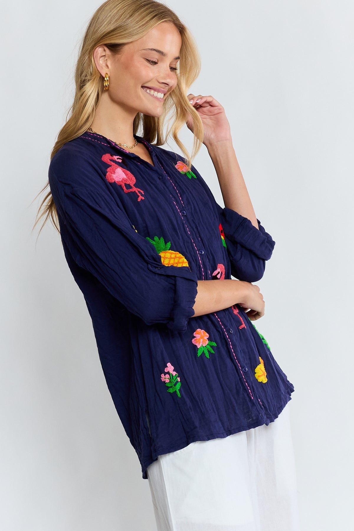 LulaLife - Florida Shirt -  Navy