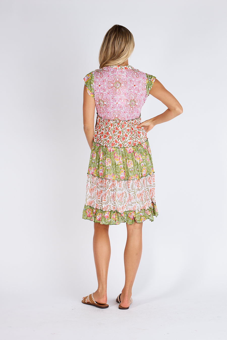 Lula Life - Stella Tiered Dress - Pink Green
