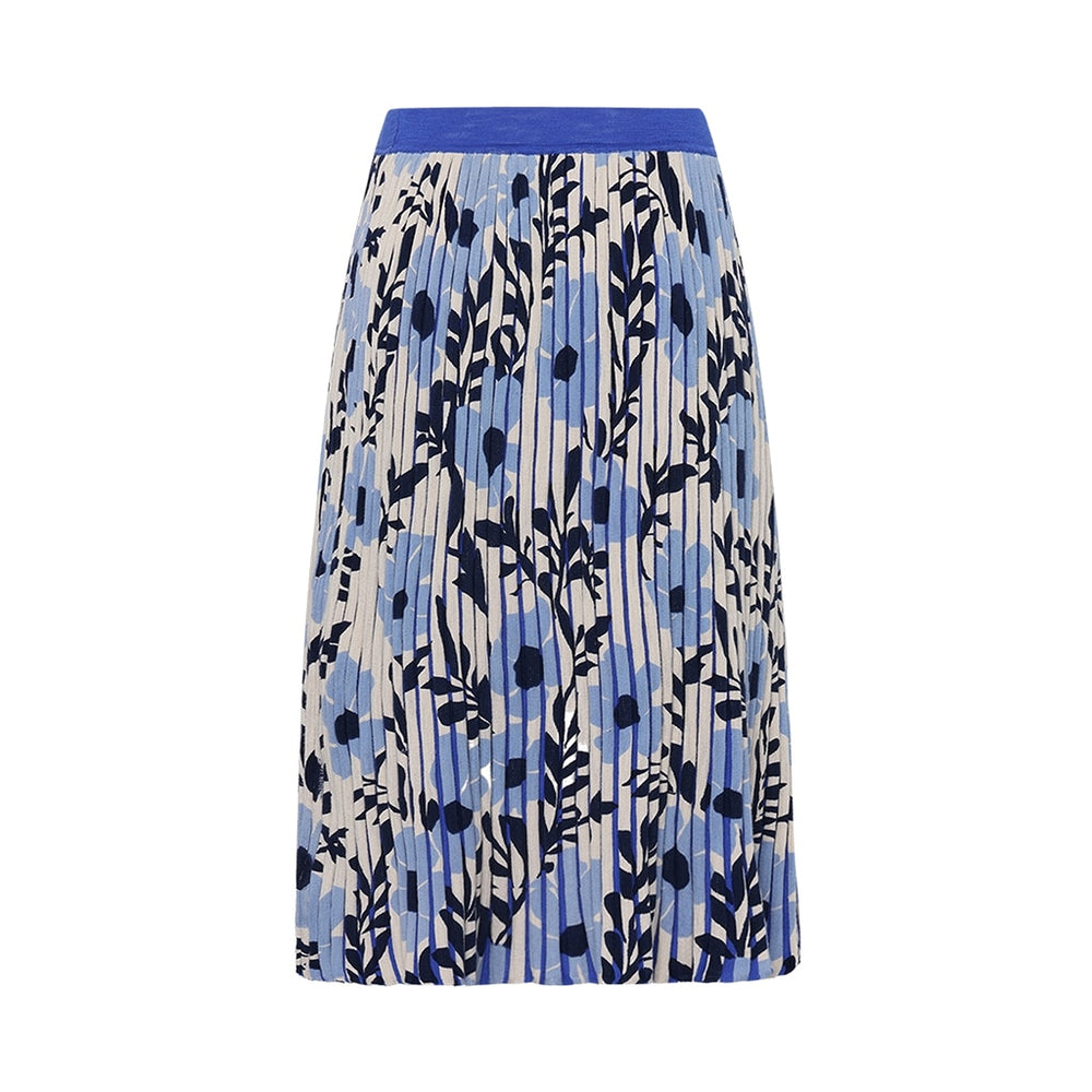 Mansted - Pansy Bloom and Bars Skirt - Blue