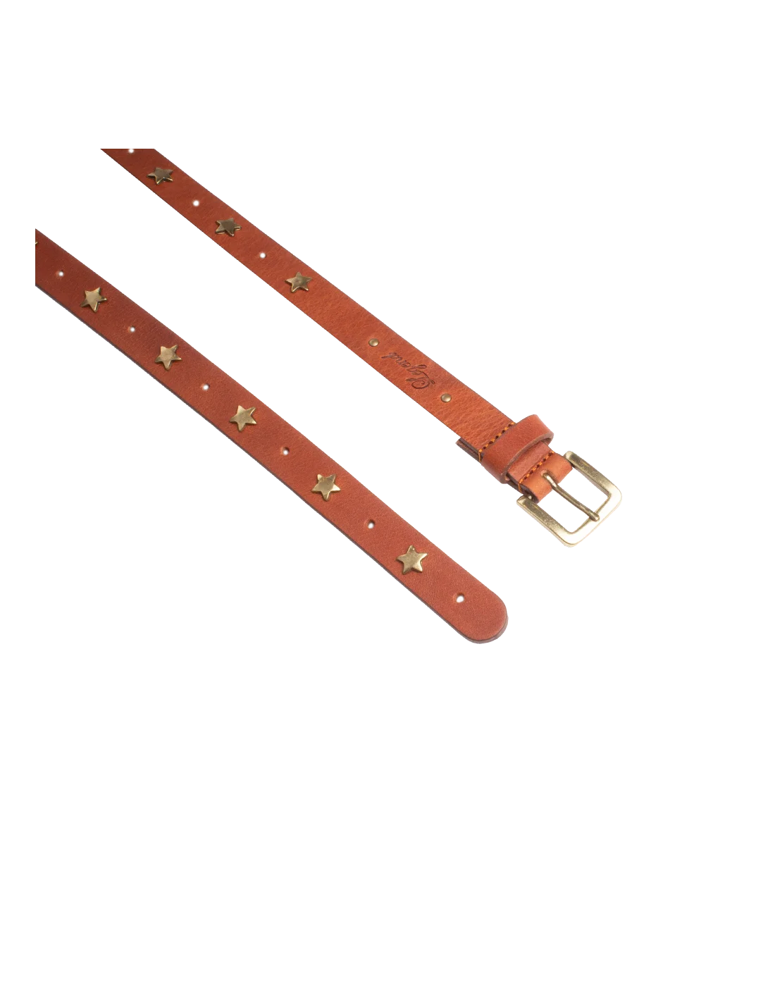 Star Studded Leather Belt - Tan