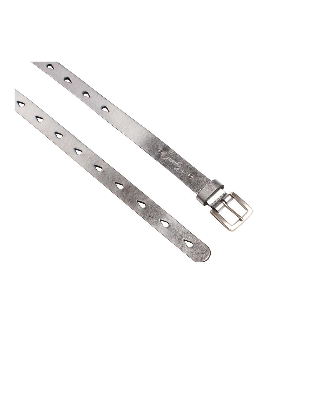 Leather Punch Hole Belt - Silver
