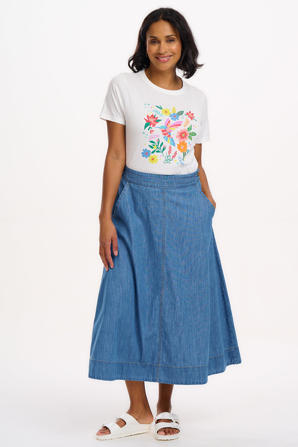 Sugarhill - Maggie T-Shirt - Off-White, Tropical Hummingbird