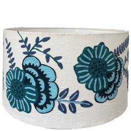 Ruby Star -  Blue Two Tone Floral Drum Lampshade