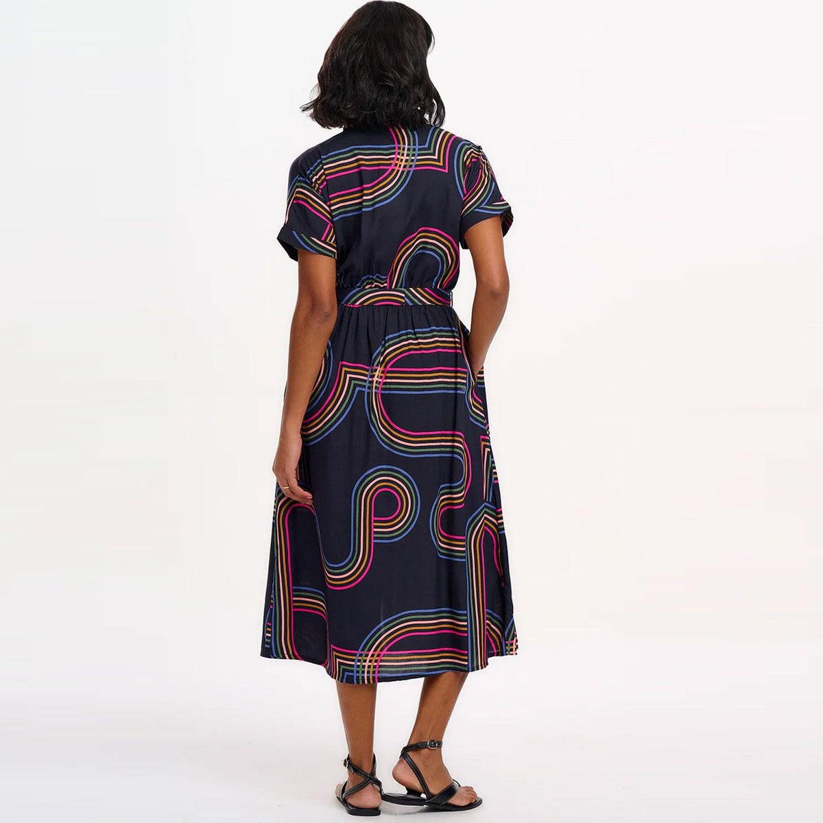 Sugarhill - Leigh Midi Shirt Dress - Black, Retro Racer