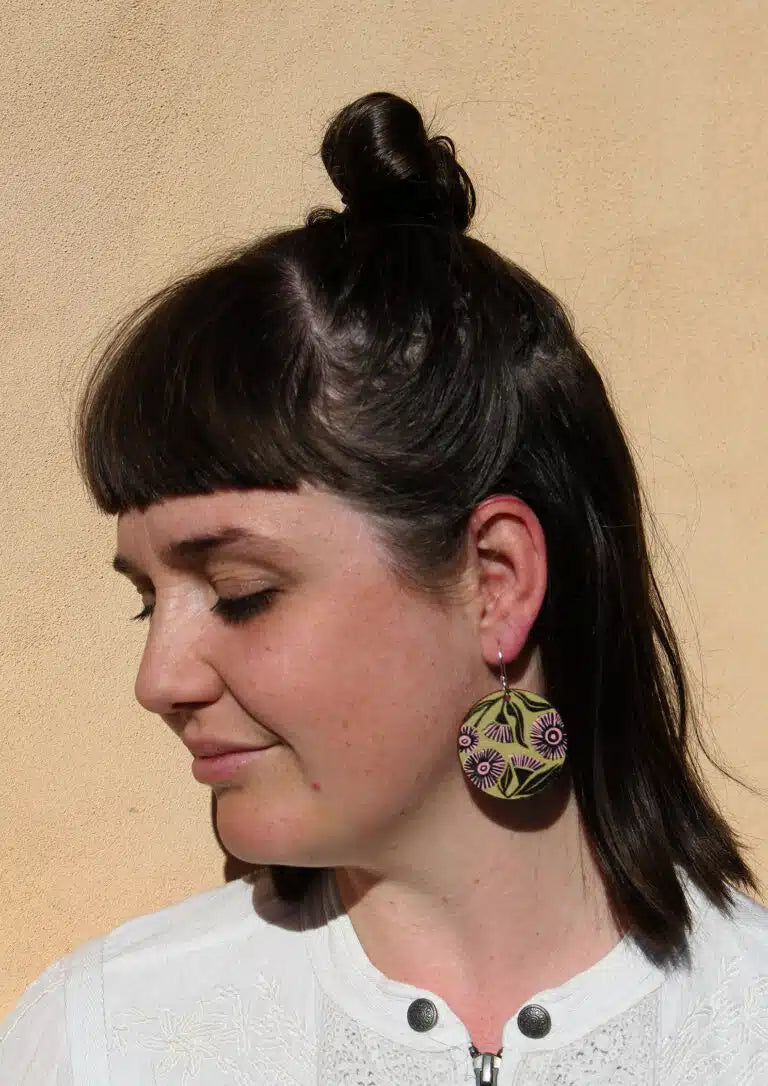 To The Trees - Pink Eucalyptus Blossom Earrings - Large