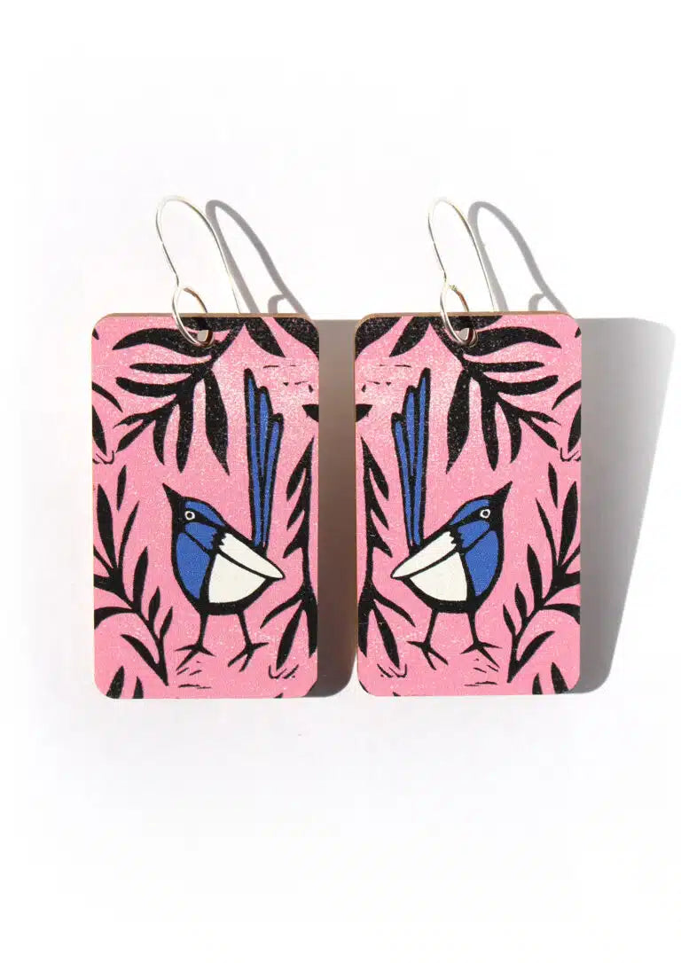 To The Trees - Fairy Wrens Large Earrings