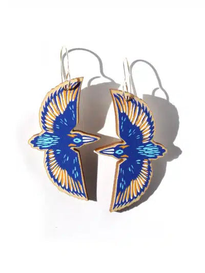To The Trees - Flying Superb Kingfisher Earrings - Large